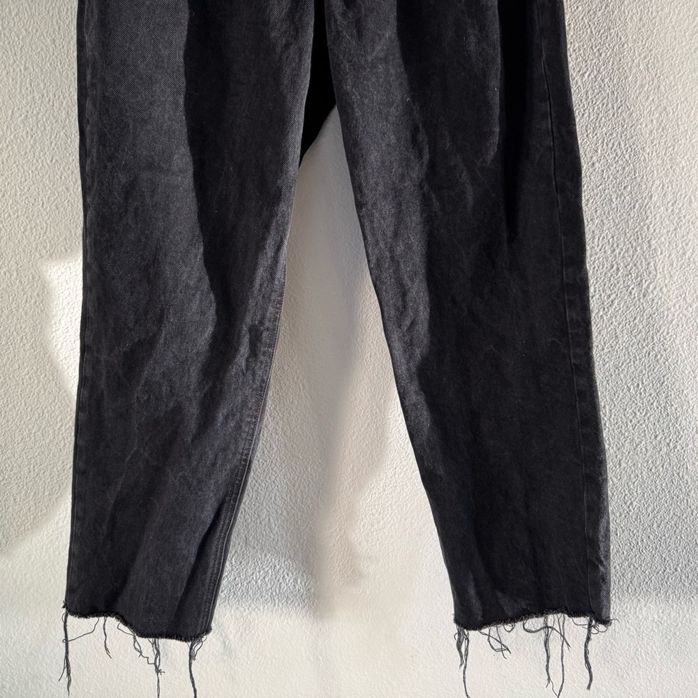 OLD NAVY Sky-Hi Straight Jeans Size 12 Extra High Rise Black Raw Hem Button Fly - Picture 5 of 16